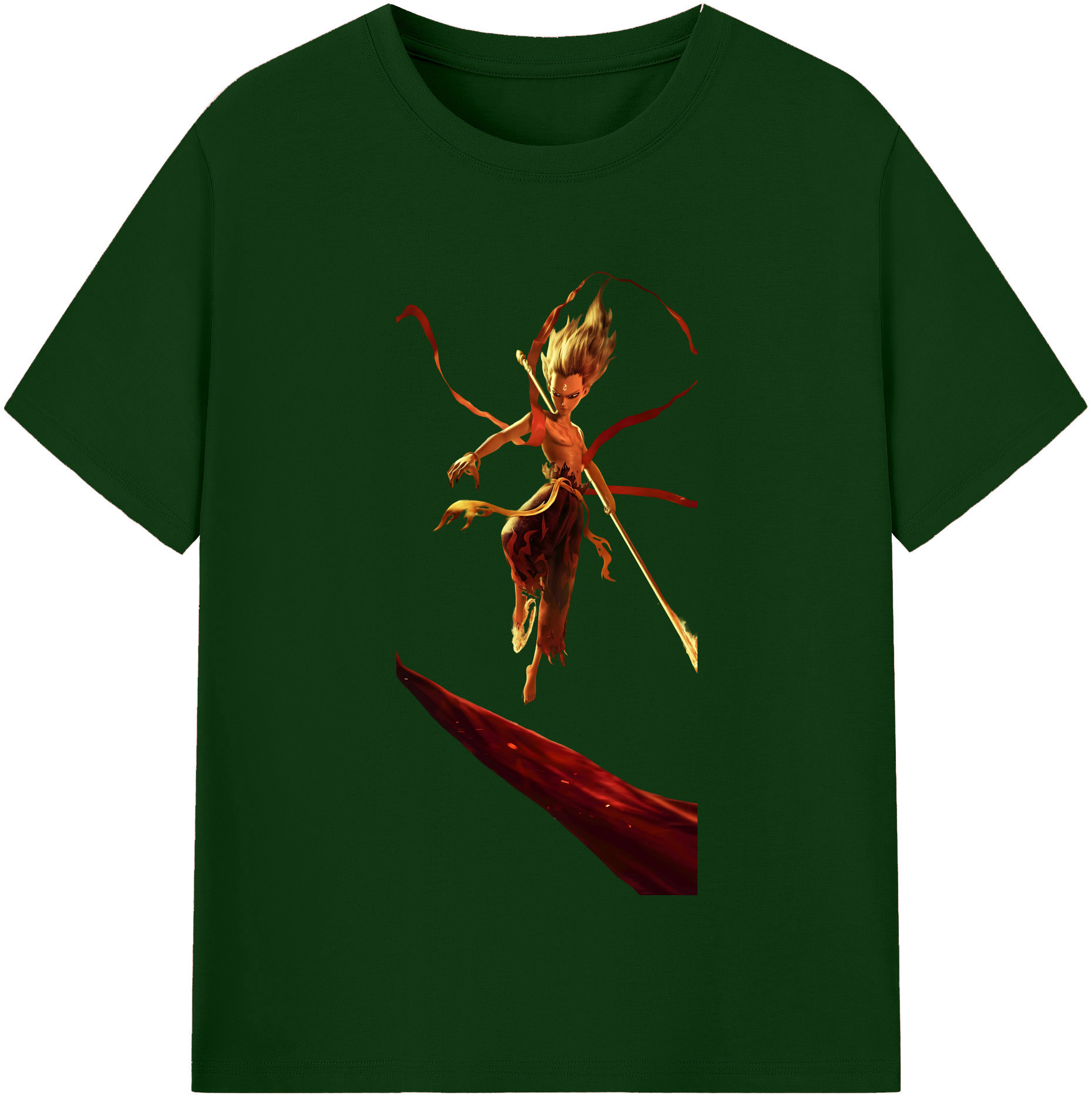（画像用） Ne Zha 2 ナタ 魔童の大暴れ 綿100％半袖Tシャツ（フロントプリント）